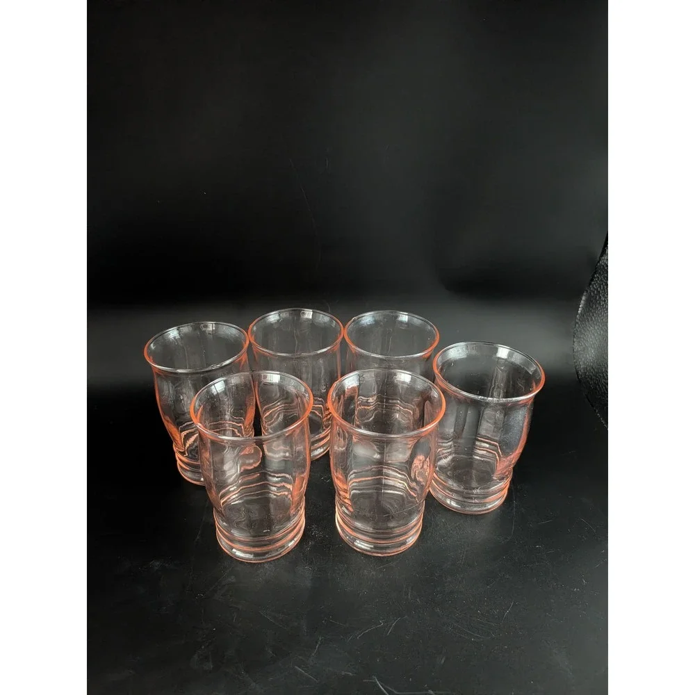 Vintage Macbeth-Evans Pink Depression Juice Glasses Set of 6